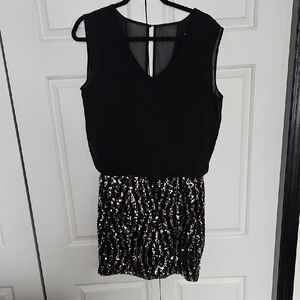 Guess Black Dress with Silver Sequins